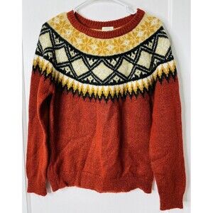 Rust Patterned Crew Neck Sweater